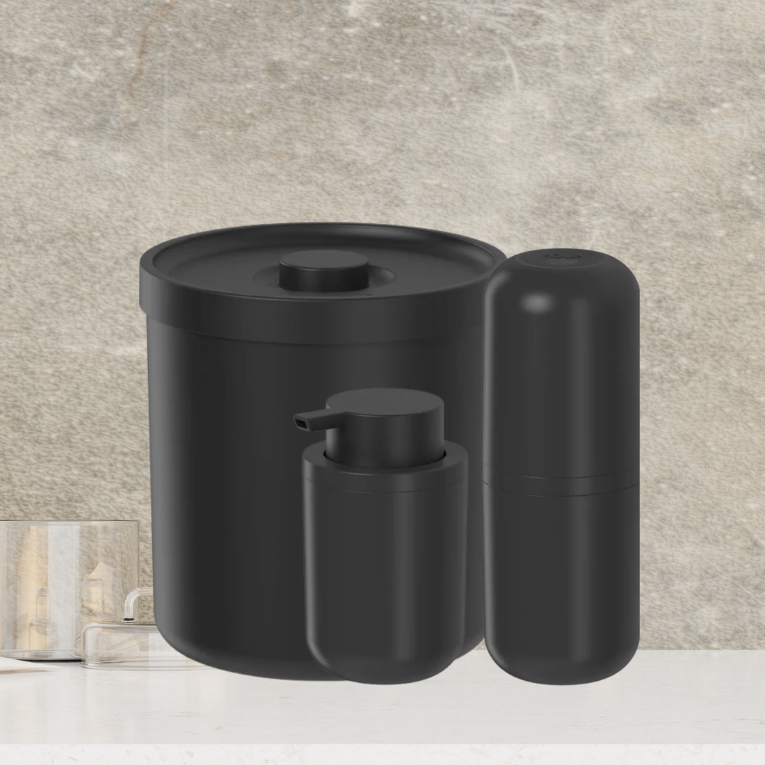 Conjunto Bold Completo para Banheiro com 3 Peças Preto - Ou