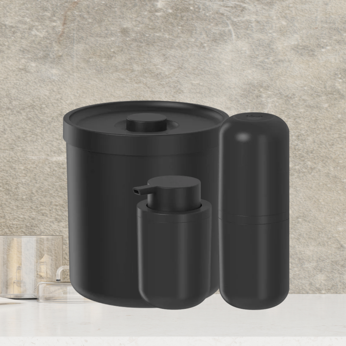 Conjunto Bold Completo para Banheiro com 3 Peças Preto - Ou
