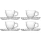 Conjunto de 4 Xícaras de Café de Cristal com Pires Coração Pearl 85ml - Wolff