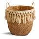 Cesto folk com Franjas de Fibra Natural Seagrass 29cm x 35cm - Yoi