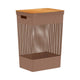Cesto de Roupa com Tampa de Bambu Grid Marrom Amêndoa 49L - Ou