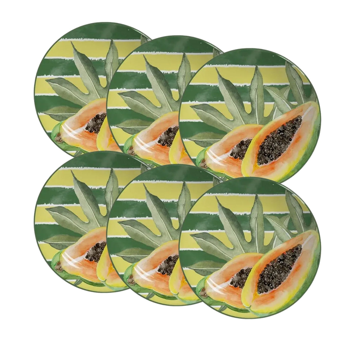 Conjunto 6 Pratos de Sobremesa Frutas de Cerâmica 20cm - Scalla