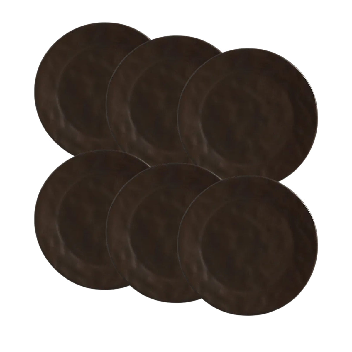 Conjunto 6 Pratos de Sobremesa Ocre Preto de Cerâmica 20cm - Scalla