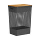 Cesto de Roupas com Tampa de Bambu Grid Preto 49L - Ou