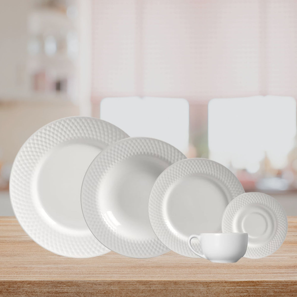 Aparelho de Jantar Satin White com 20 Peças de Cerâmica - Alleanza