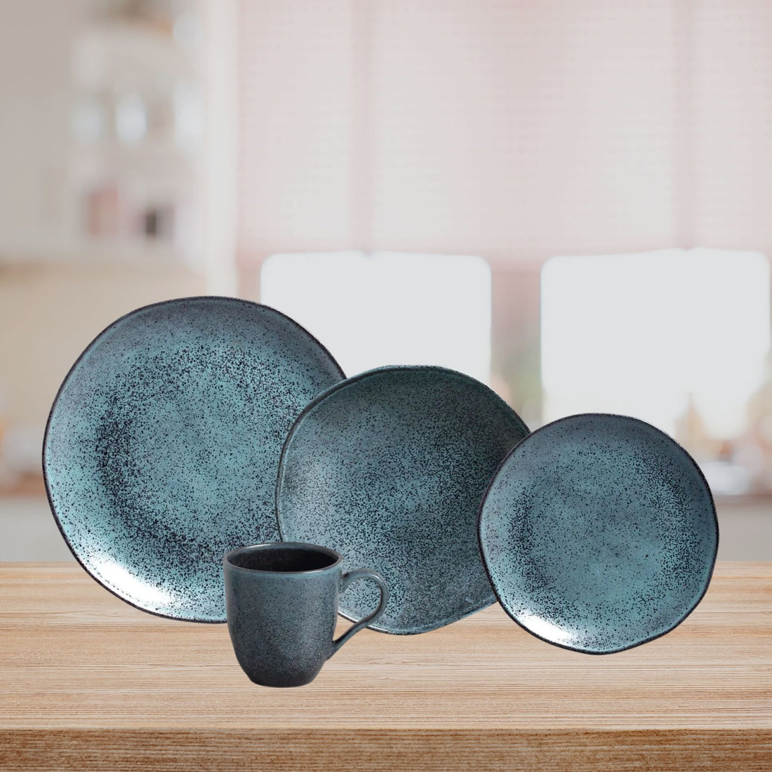 Aparelho de Jantar com 16 Peças Stoneware Orgânico Petroleum - Porto Brasil