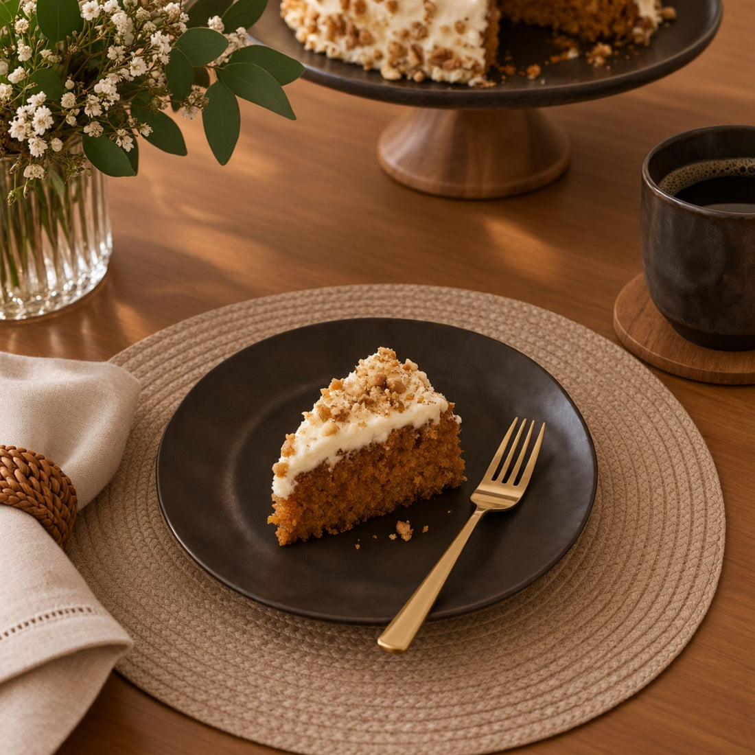 Conjunto 6 Pratos de Sobremesa Ocre Preto de Cerâmica 20cm - Scalla