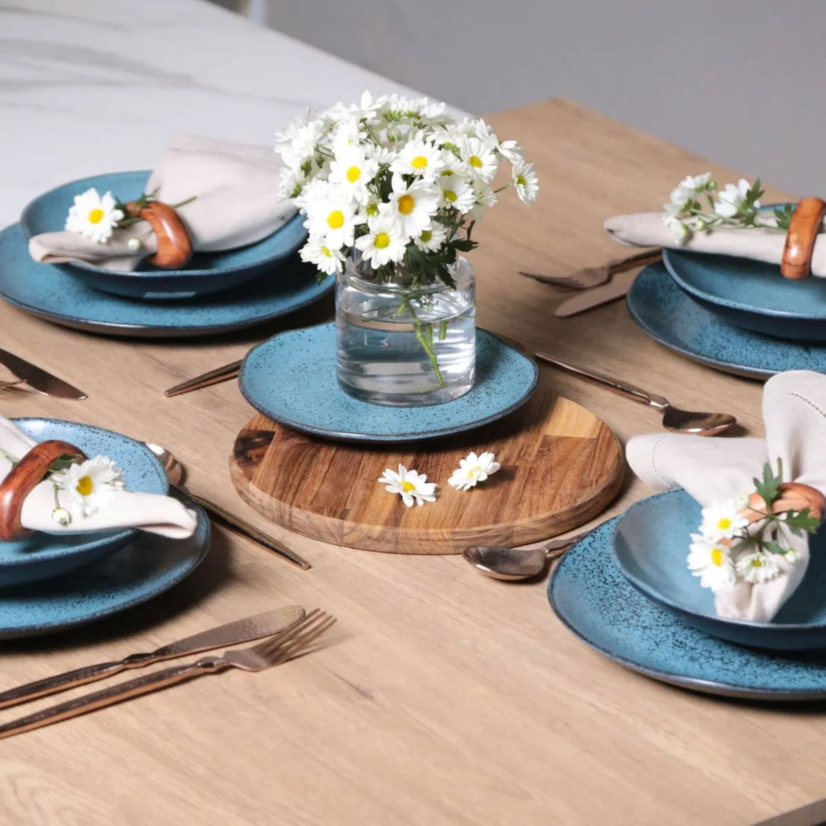 Aparelho de Jantar com 16 Peças Stoneware Orgânico Petroleum - Porto Brasil