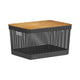 Cesto Organizador com Tampa de Bambu Grid Preto 20L - Ou