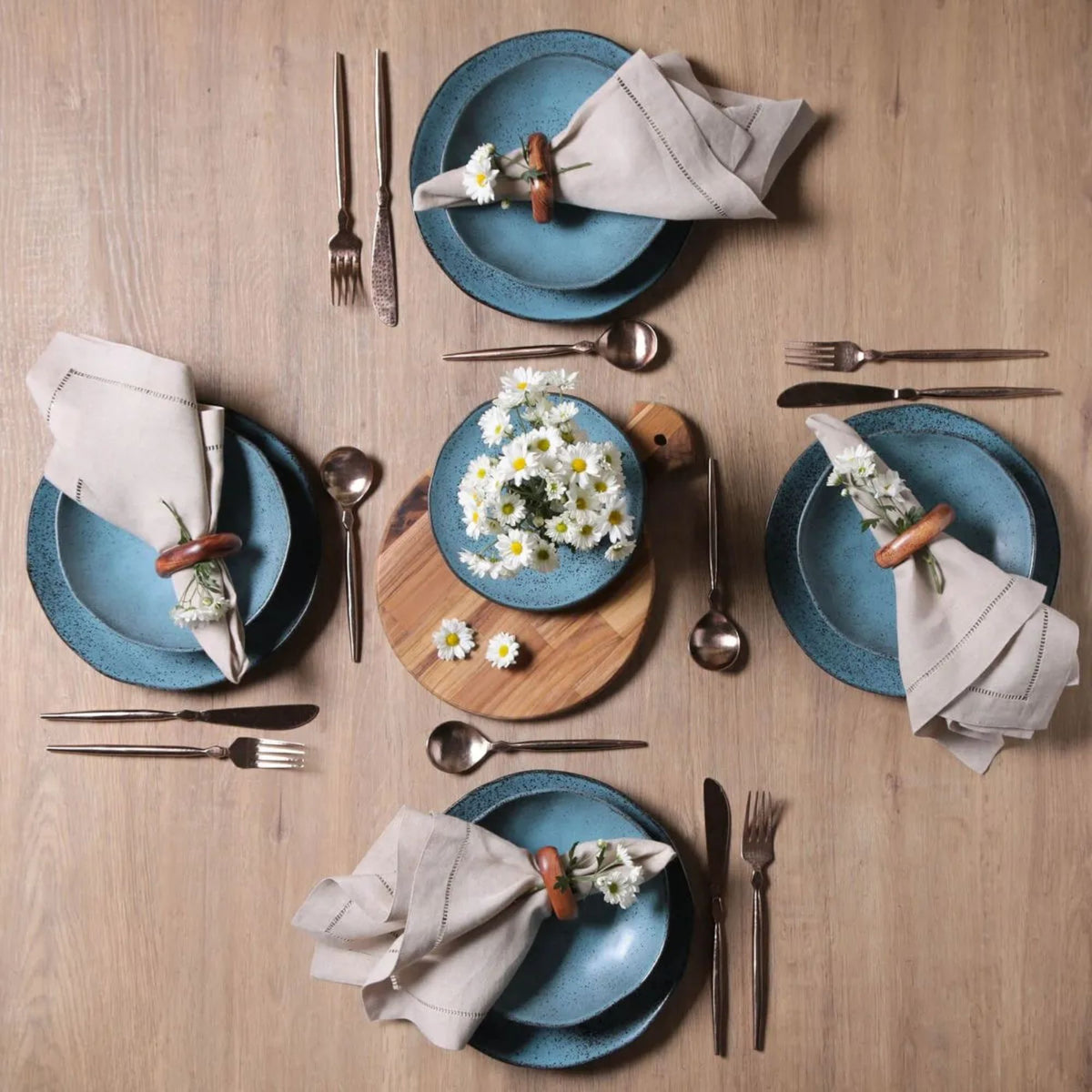 Aparelho de Jantar com 16 Peças Stoneware Orgânico Petroleum - Porto Brasil
