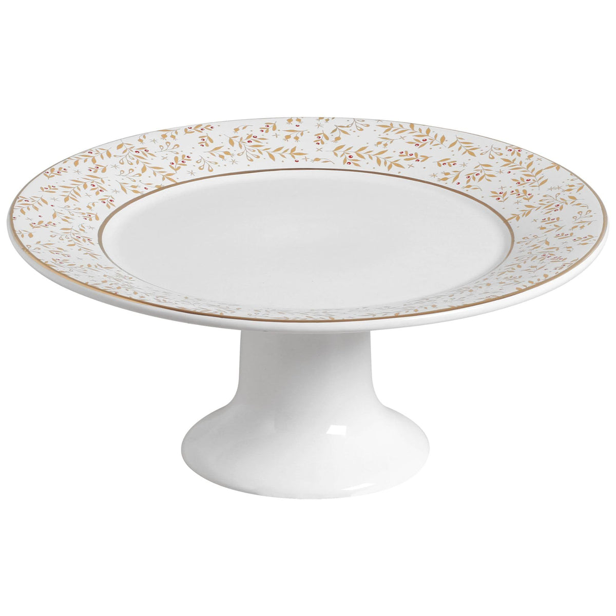 Porta Torta Christmas Lights de Cerâmica Branco 32cm - Scalla