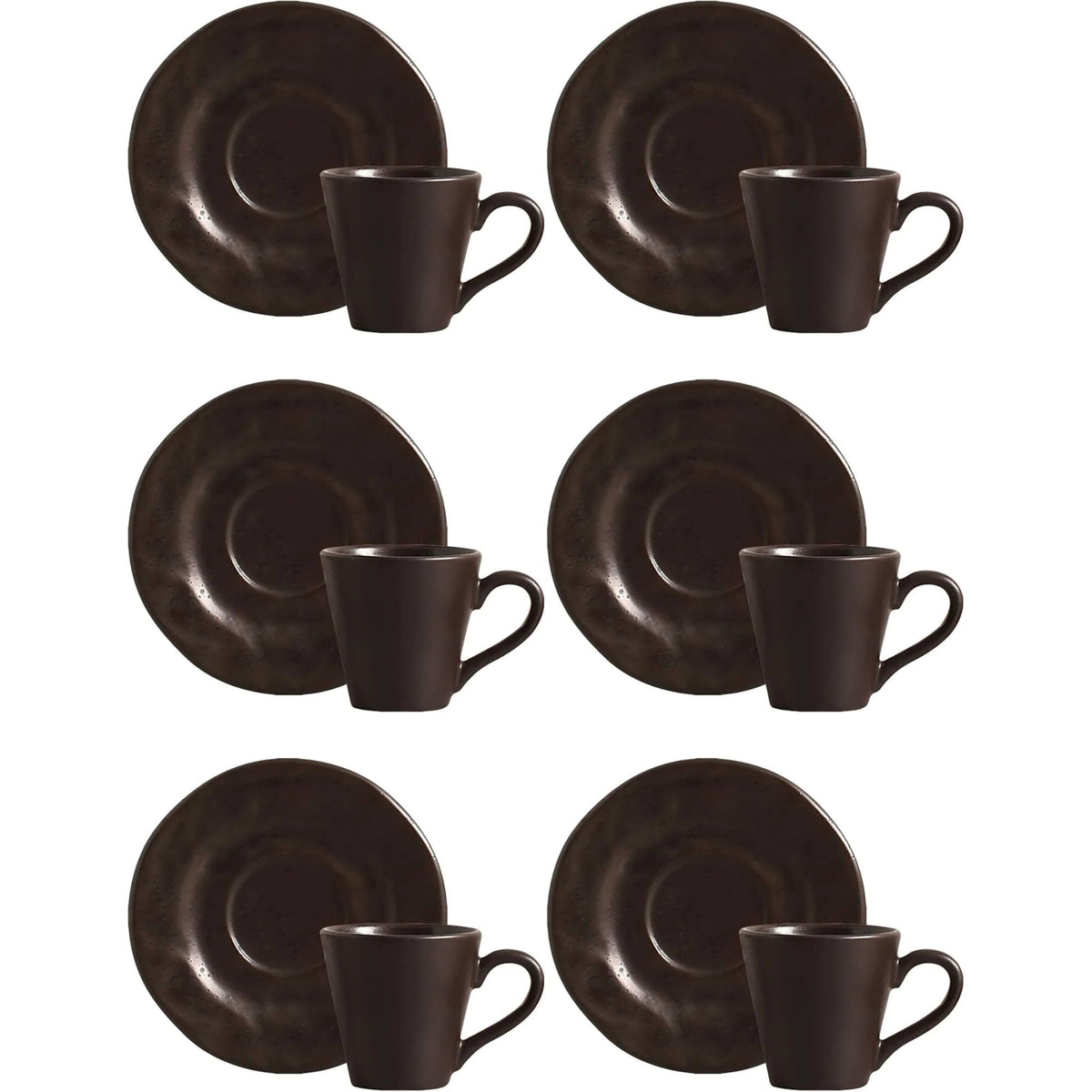 Conjunto 6 Xícaras Ocre Preto de Cerâmica 150ml - Scalla