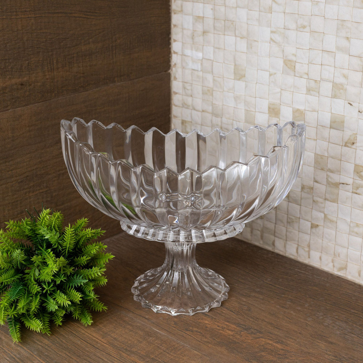 Centro de Mesa Geneva de Cristal com Pé 28cm - Wolff