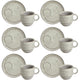 Conjunto de 6 Xícaras de Chá com Pires Stoneware Linhas Pistache 230ml - Porto Brasil