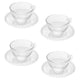 Conjunto de 4 Xícaras de Chá de Cristal com Pires Pearl 180ml - Wolff