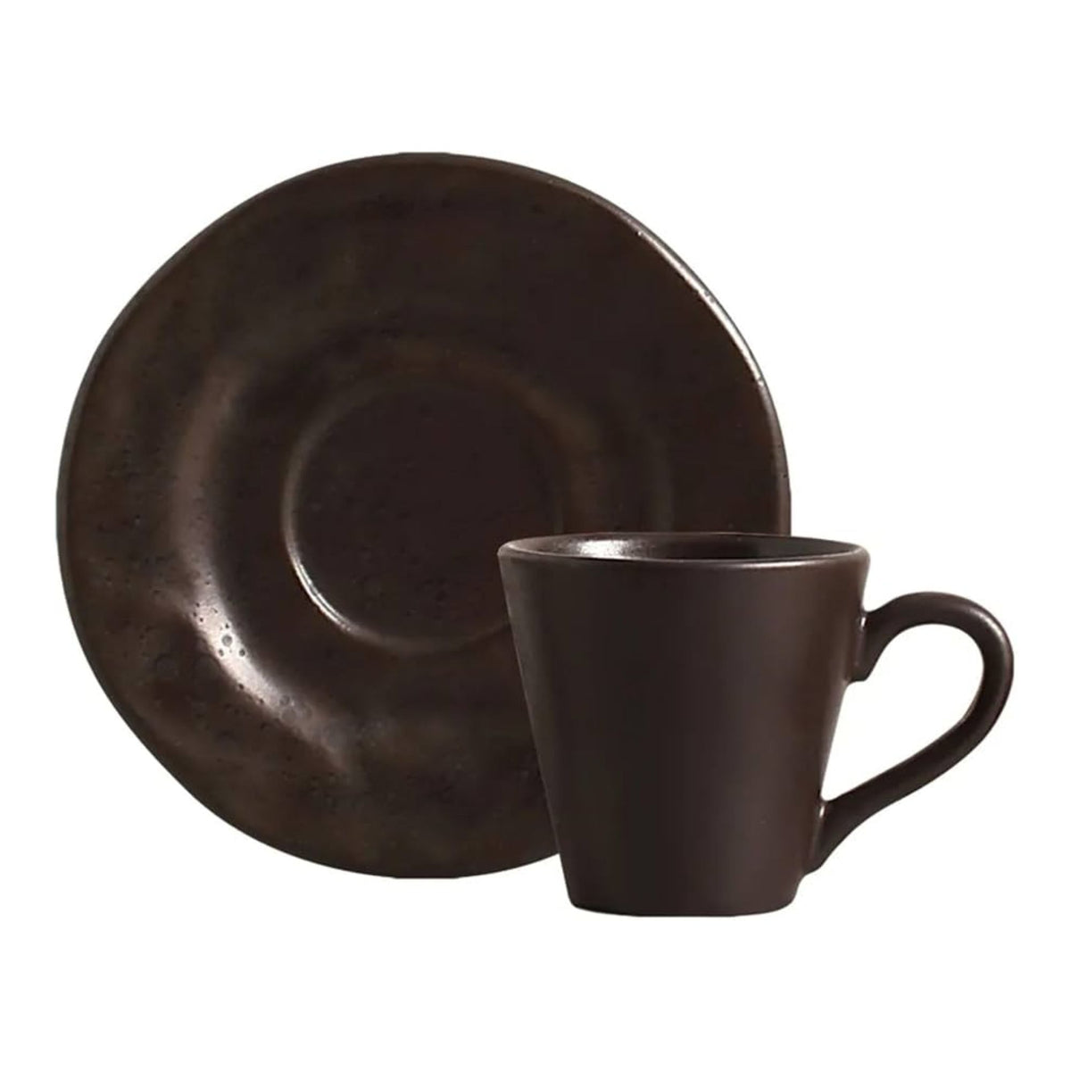 Conjunto 6 Xícaras Ocre Preto de Cerâmica 150ml - Scalla