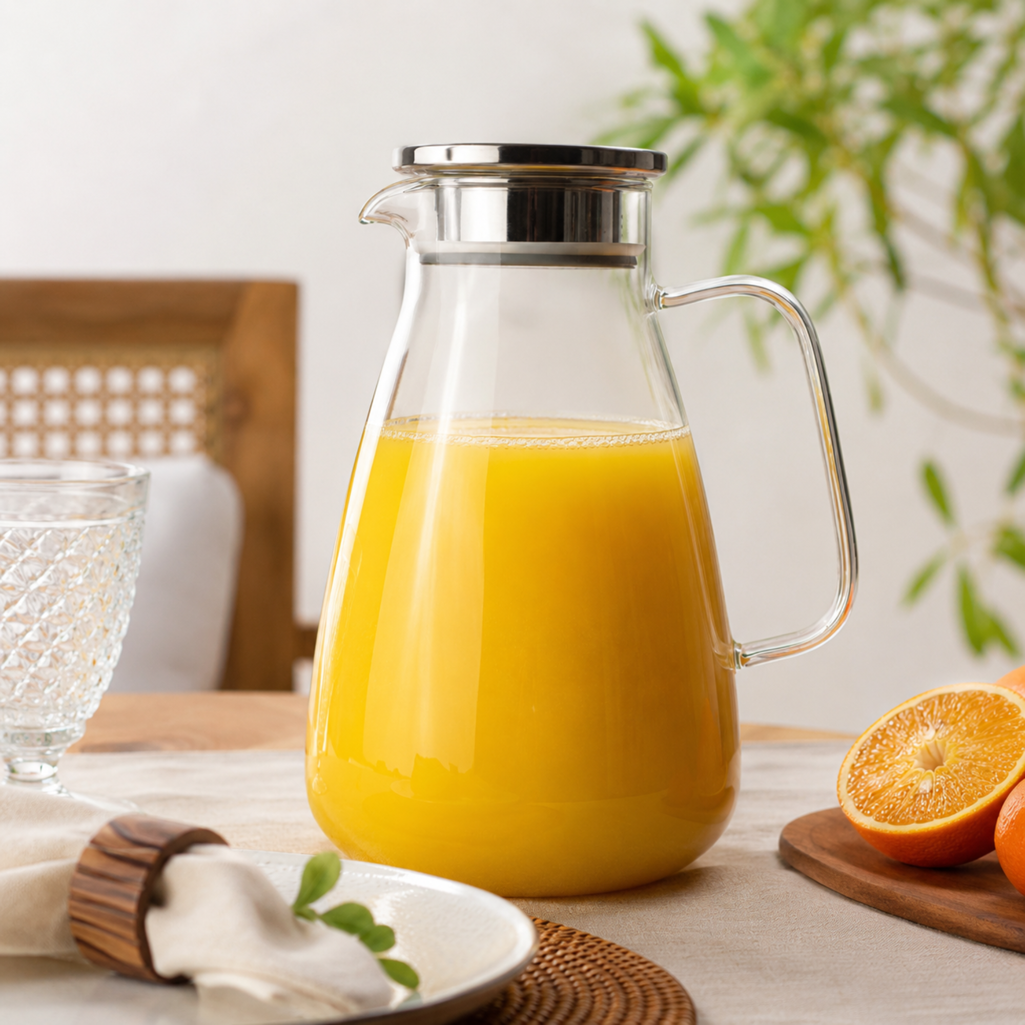 Jarra Twinkle de Vidro Borossilicato com Tampa em Aço Inox 2,2L - Fracalanza