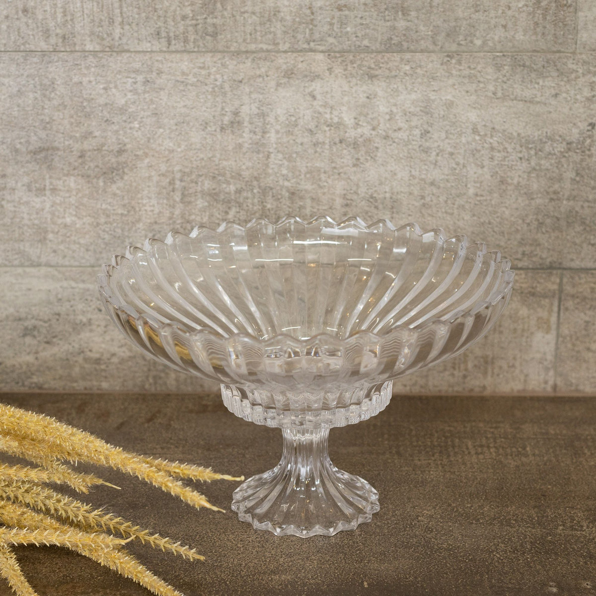 Centro de Mesa de Cristal com Pé Geneva 32cm - Wolff