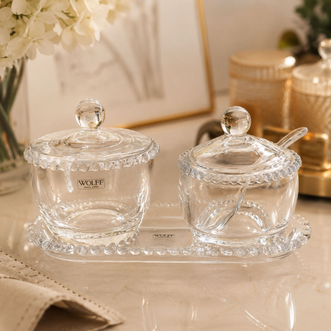 Conjunto de 3 Peças Pearl com Travessa - Wolff