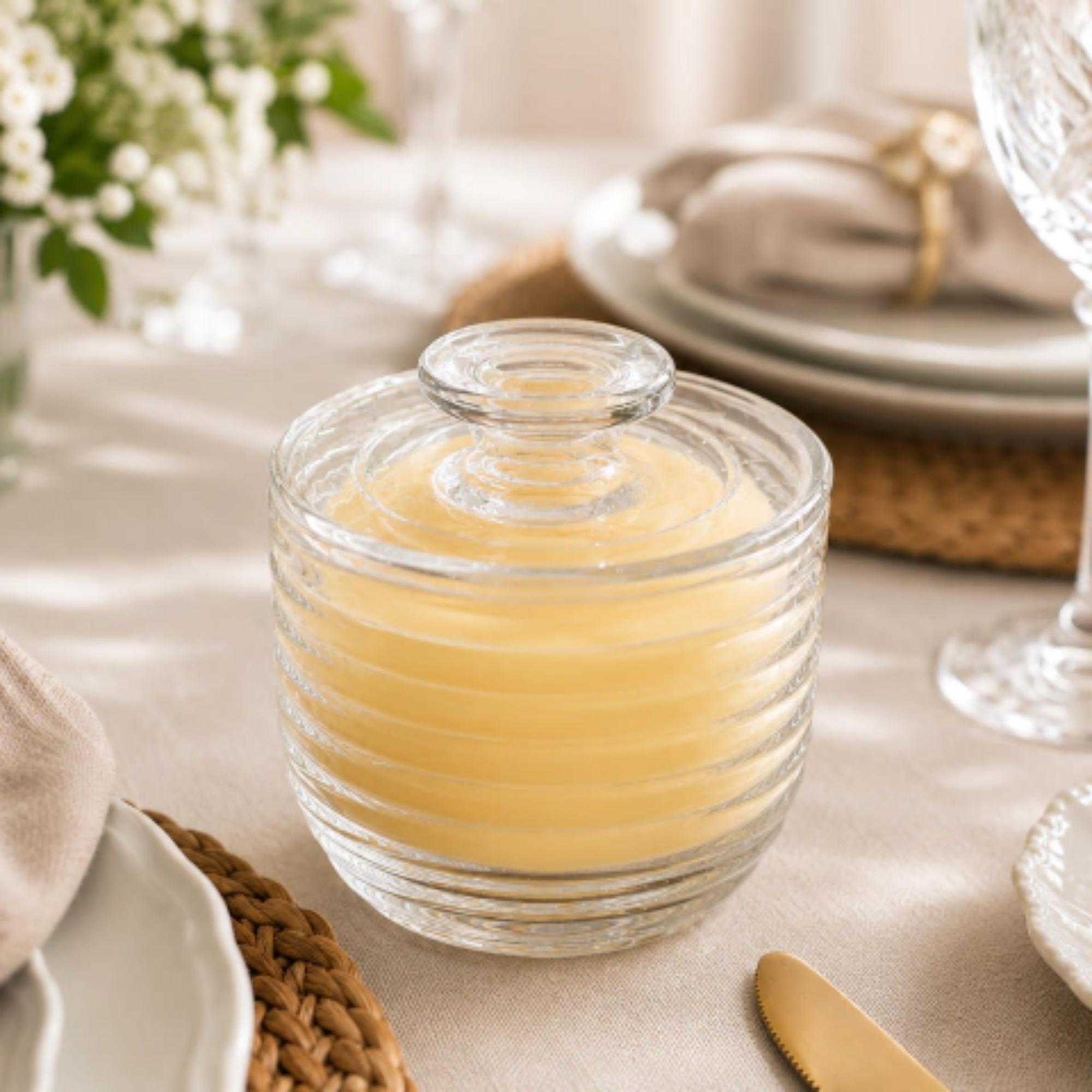 Manteigueira Francesa Colmeia de Vidro 150ml - Lyor
