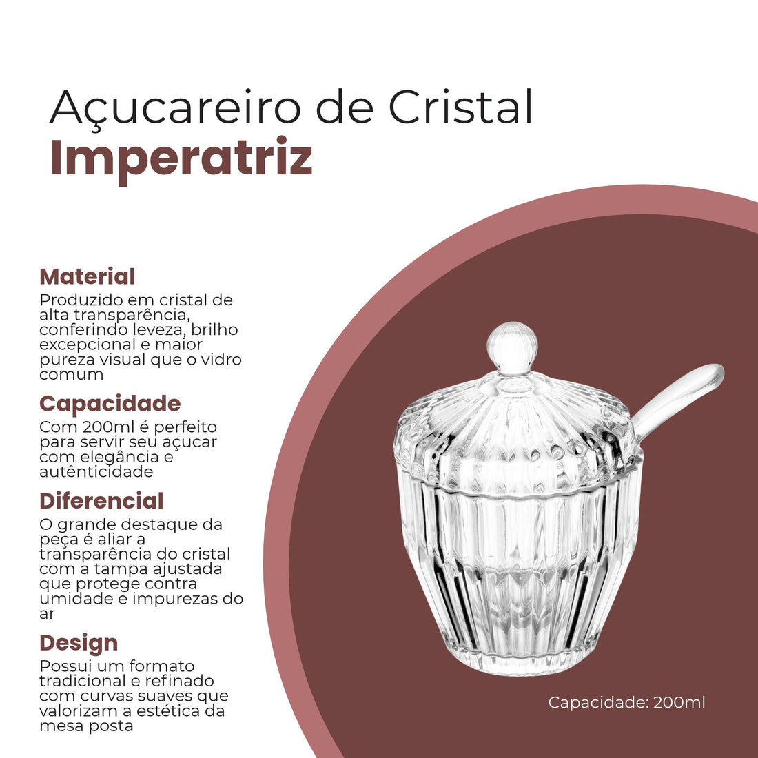 Açucareiro Imperatriz de Cristal 200ml - Wolff