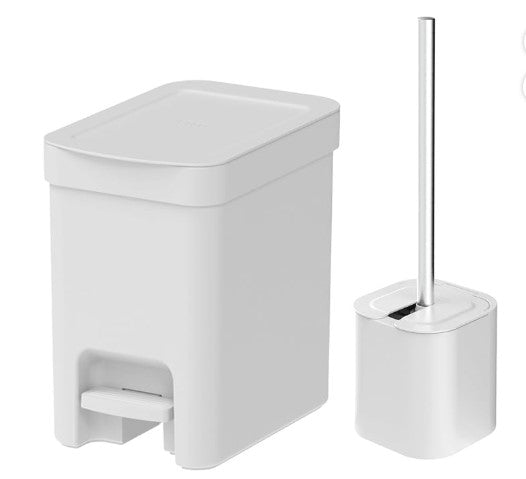 Conjunto de Escova Sanitária Dual e Lixeira Trium Branca 6L - Ou