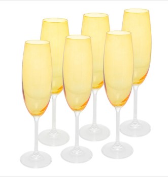 Conjunto 6 Taças de Cristal Ecológico Amarela 200ml - Wolff