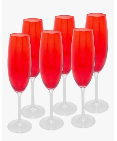 Conjunto 6 Taças de Cristal Ecológico Vermelho 200ml - Wolff