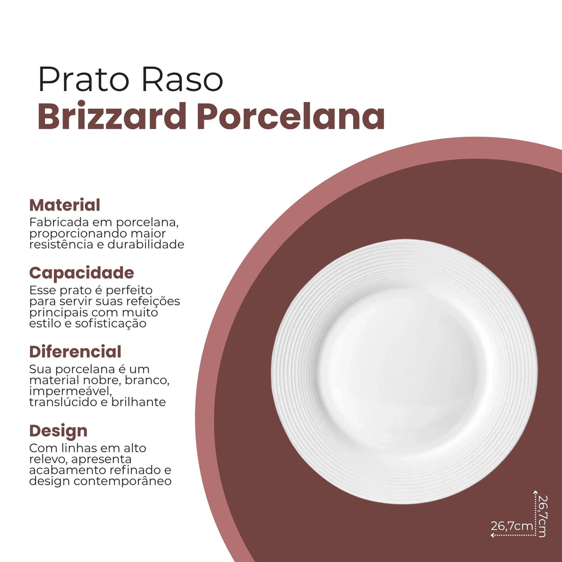Prato Raso Brizzard de Porcelana 26,7cm - L'Hermitage