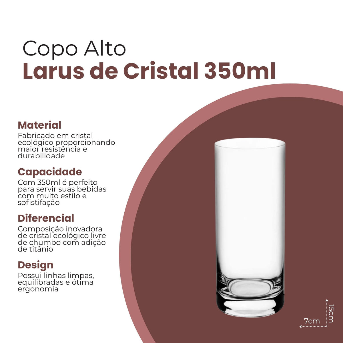 Jogo de 6 Copos Larus em Cristal 350ml - Bohemia
