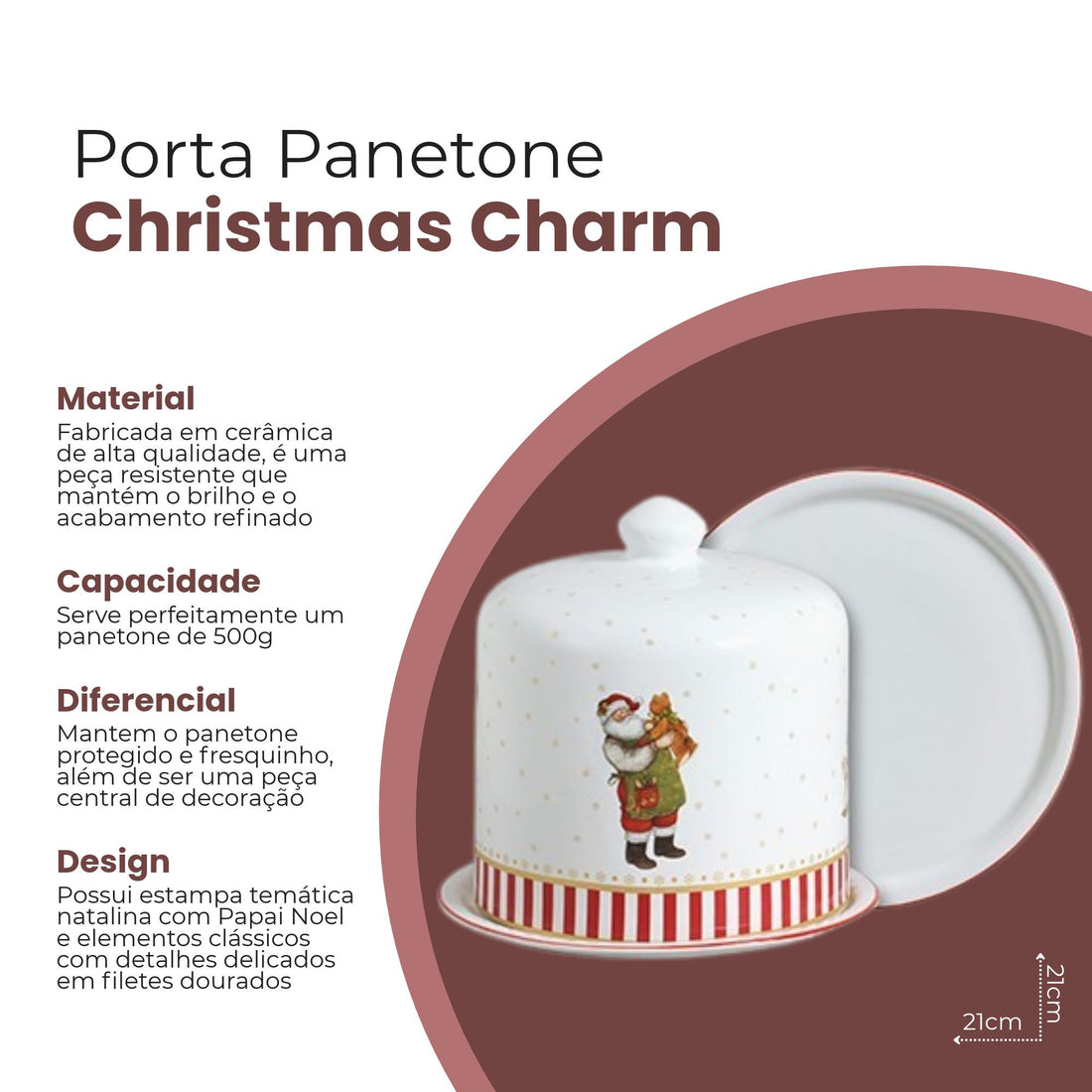 Porta Panetone Christmas Charm 21cm - Scalla
