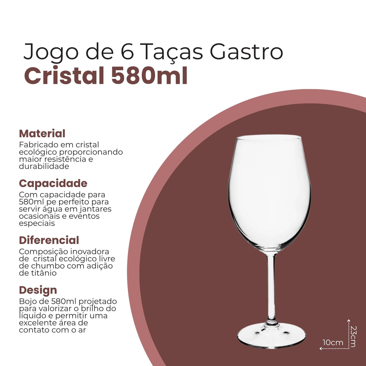 Jogo de 6 Taças para Água em Cristal Ecológico Gastro 580ml - Bohemia