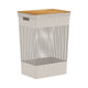 Cesto de Roupas com Tampa de Bambu Grid Bege 49L - Ou