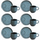  Conjunto de 6 Xícaras de Chá com Pires Stoneware Linhas Night Sky 230ml - Porto Brasil