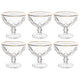 Conjunto de 6 Taças para Sobremesa Diamond de Vidro com Fio de Ouro 250ml - Lyor